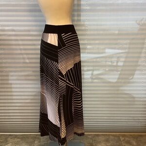 Elegant Black and White Striped Maxi Skirt